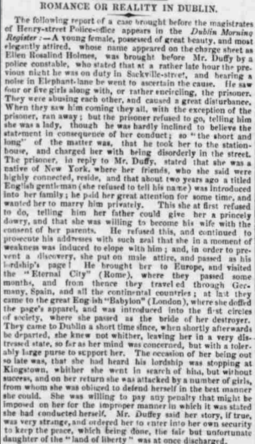 Tales from the Dublin Police Court: An American Girl in a Fight in Dublin, 1841