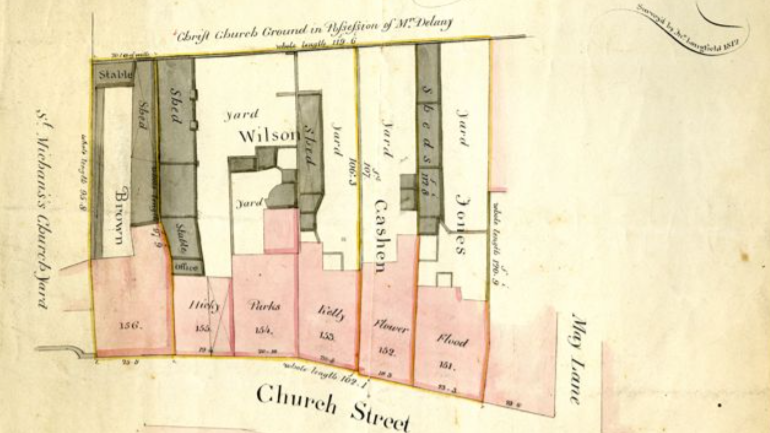 A Wide Street Commissioners Map of 152-155 Church Street, c.1820